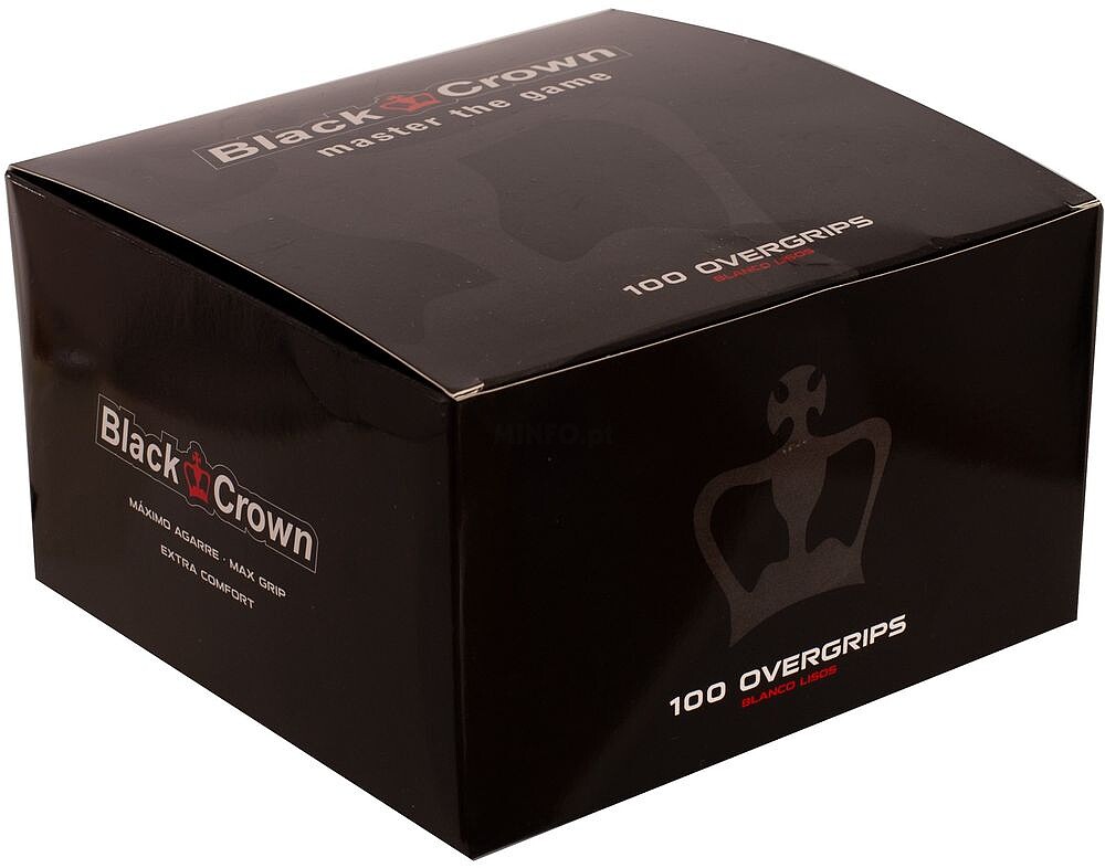 Caixa 100 Overgrips Black Crown Lisos Brancos