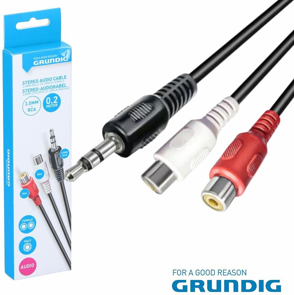 Cabo Jack 3.5mm Macho St/ 2-Rca Fêmea 0.20m GRUNDIG 47217