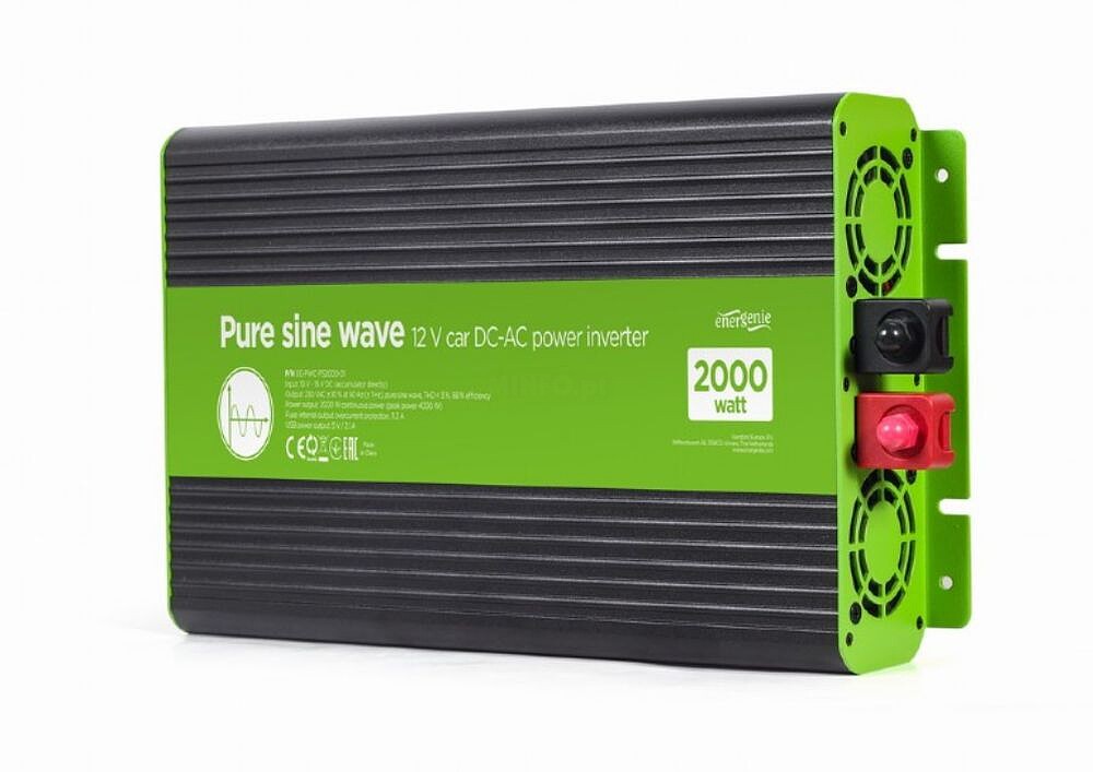 Inversor de Corrente DC-AC Gembird com Onda Sinusoidal Pura de 12V 2000W EG-PWC-PS2000-01