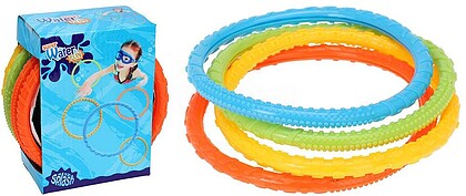 81067 Brinquedos de mergulho, kit de 4 aros coloridos diâmetro 15cm G-81067