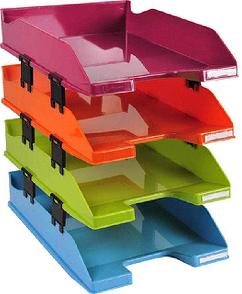 Bandeja de Secretaria Exacompta Plastico Arlequin Set de 4 Unidades Cores Sortidas 346X254X243 MM 113298SETD