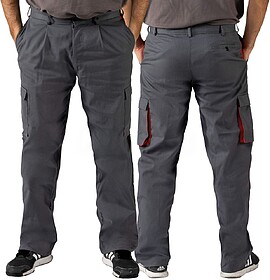 T-002 Calça Multi-bolsos tam: M (42-44) cor: Cinza/Vermelho...