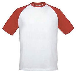 BC56001705S Base-ball : Branco e Vermelho S T-shirt B&C Base...