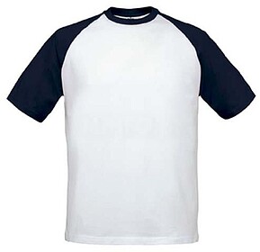 BC56001706S Base-ball : Branco e Azul Marinho S T-shirt B&C ...