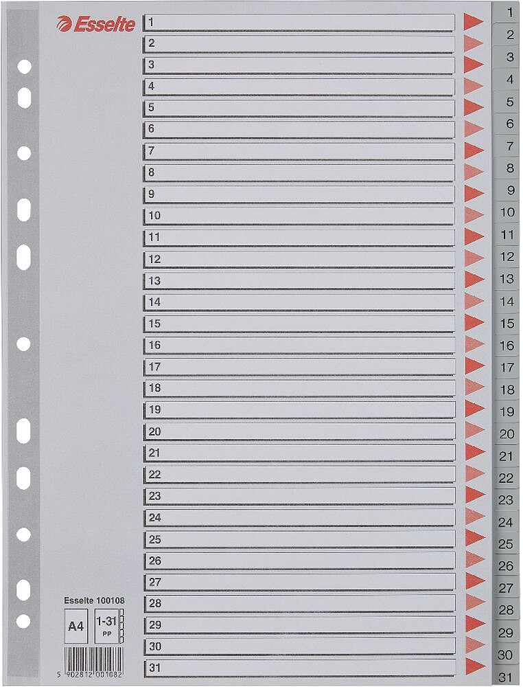 Índice Numérico 1-31 PP A4 : cinza : venda multiplos 10 uni es100108