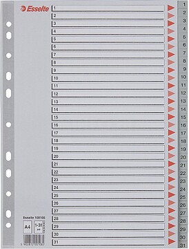 es100108 : Índice Numérico 1-31 PP A4 : cinza : venda multiplos 10 uni