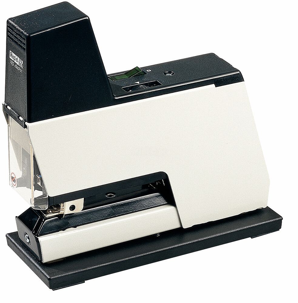 Grampeador Eléctrico Rapid Classic 105E - Até 50 Folhas - Grampas 66/6-8mm - Força de Grampeamento Ajustável - Grampeamento Fechado e Aberto - Cor Branco/Preto