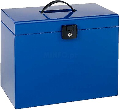 Esselte Home-Box A4 Maleta Metálica - com 5 Pastas - Azul - com Alça e Fechadura com Chave