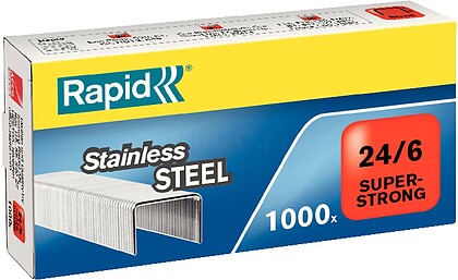 es24858100 : Agrafes 24/6 mm cx. 1000 aço inoxidável Super Strong : aço inox : venda multiplos 5 uni