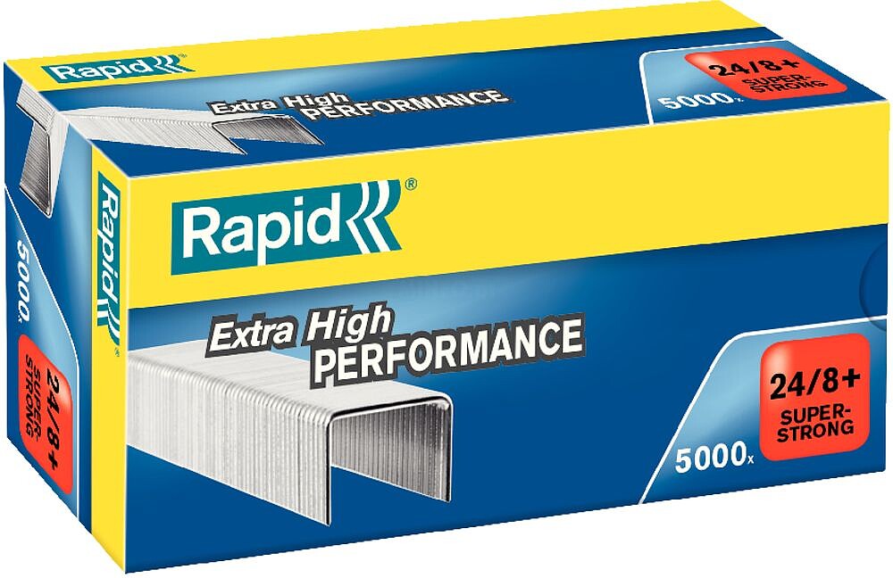 Caixa Rápida Super Forte de 5000 Grapas 24/8+ - Até 50 Folhas - Arame Galvanizado Superreforçado - Ponta de 8,5mm
