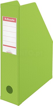 es56006 : Porta revistas em PVC, DIN A4. Lombada 75 mm. : verde : venda multiplos 10 uni