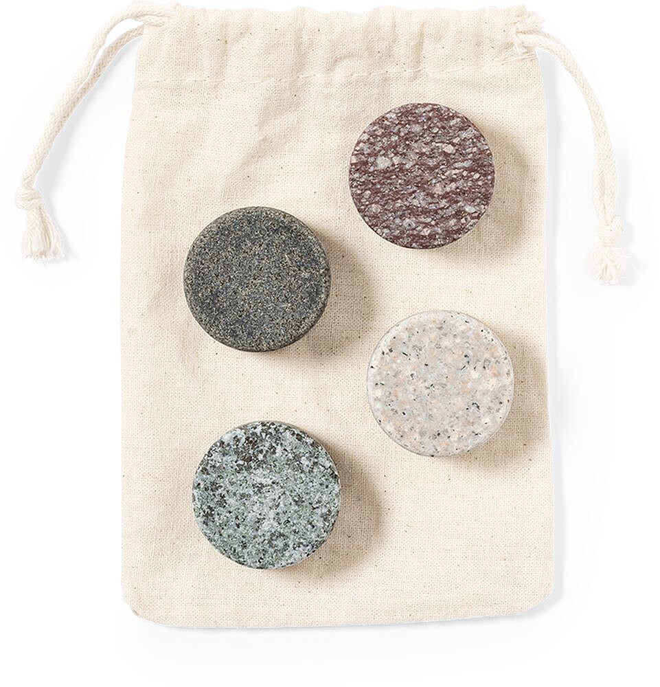 Set Cubos de Gelo Glamer Granito Reutilizável. 4 Peças. Bolsa Algodão 20131