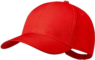 Boné Oconor Poliéster RPET 6 Painéis. Fecho Velcro VERMEL...