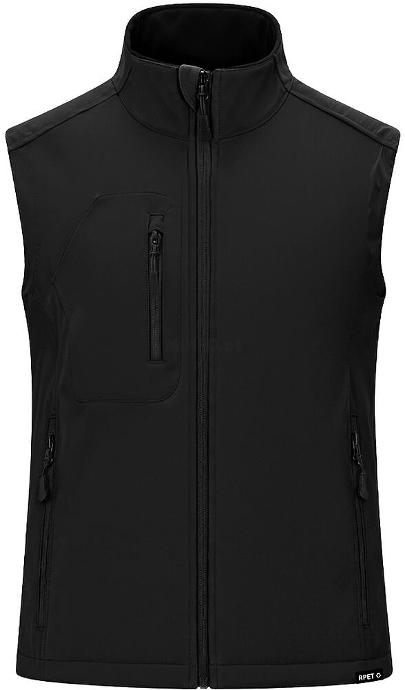 Colete Handricks Tripla Camada. Exterior: Soft Shell, 94% Poliéster RPET/ 6% Elastano. Interior: 100% Poliéster Micropolar RPET. 340 g/ m2 Resistente ao Vento e à Água 21295