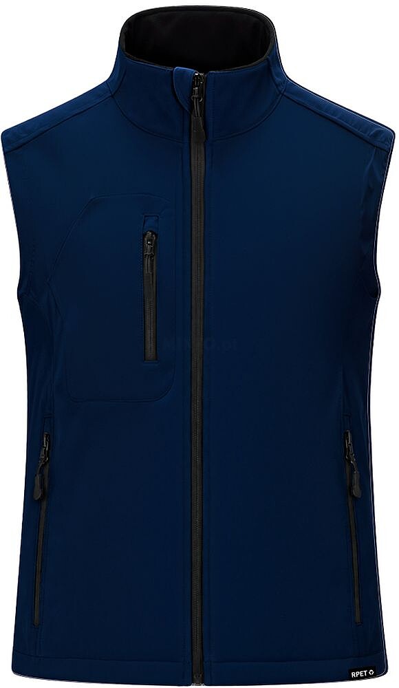 Colete Handricks Tripla Camada. Exterior: Soft Shell, 94% Poliéster RPET/ 6% Elastano. Interior: 100% Poliéster Micropolar RPET. 340 g/ m2 Resistente ao Vento e à Água 21295