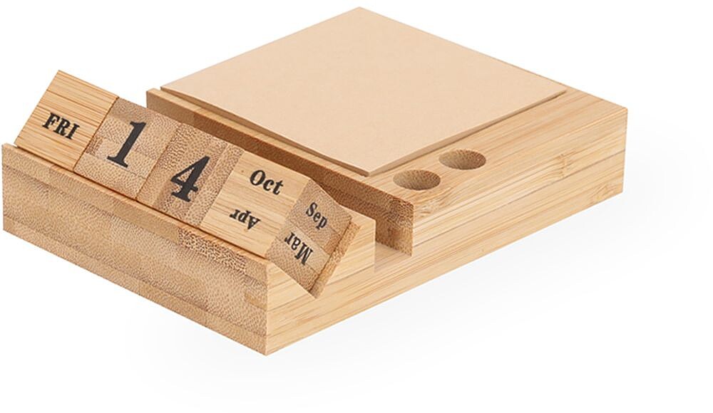 Porta-Notas Calendário Perpétuo Dex Bambu 100 Notas Adesivas 7.6 x 7.6 cm 21385