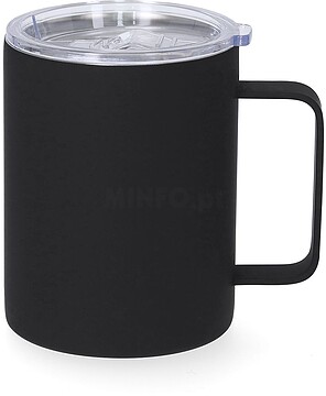 Caneca Térmica Adelax Aço Inox. Acabamento Aborrachado 400 ml 21399