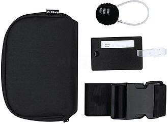 Set Viagem Biccap 3 Acessórios. Bolsa Poliéster RPET PRETO...