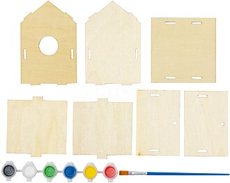 Casita Pássaro Spydel Madeira 6 Tintas e 1 Pincel Incluído...