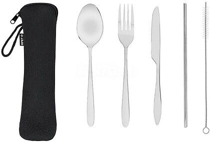 Set Talheres Sinix Aço Inox 5 Peças. Bolsa Soft Shell 21569