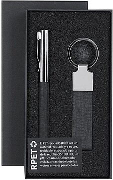 Set Jayon Poliéster 300D RPET/ Metal Esferográfica. Porta-Chaves 21605