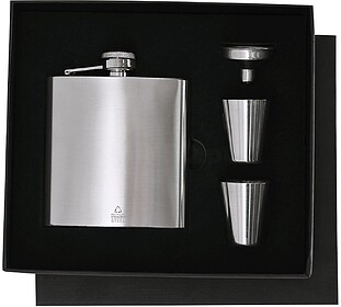 Frasco Almaz Aço Inox Reciclado 175 ml. 4 Acessórios PRATA...