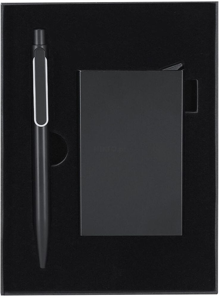 Set Randolph Alumínio Reciclado Porta-Cartões Protetor RFID, 1 Compartimento. Esferográfica 21924