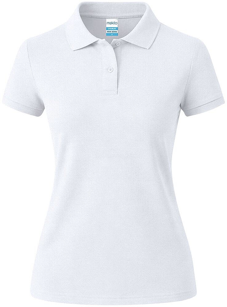Polo Mulher Branco Charles 100% Algodão Ring Spun, Piqué 180 g/ m2 22342