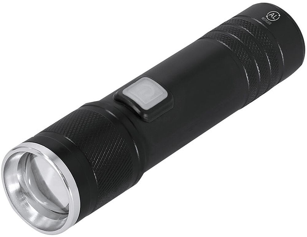 Lanterna Benyor Alumínio Reciclado 1 Luz COB. 3 Posições de Luz, Fixa e Intermitente. Bateria Recarregável 800 mAh. Função Zoom 22368