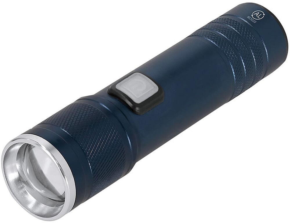 Lanterna Benyor Alumínio Reciclado 1 Luz COB. 3 Posições de Luz, Fixa e Intermitente. Bateria Recarregável 800 mAh. Função Zoom 22368