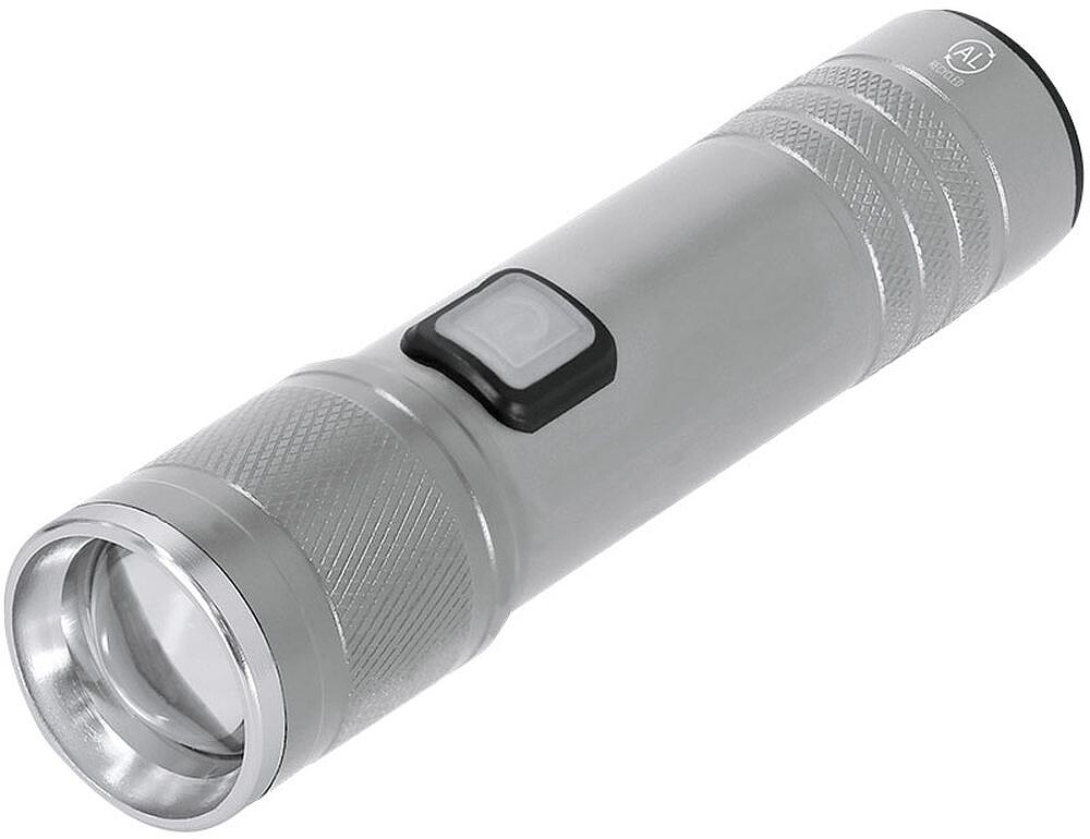 Lanterna Benyor Alumínio Reciclado 1 Luz COB. 3 Posições de Luz, Fixa e Intermitente. Bateria Recarregável 800 mAh. Função Zoom 22368
