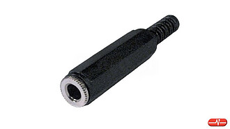 Conector jack 6,35mm mono F c/prot,cabo negro (2)