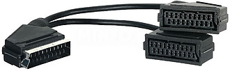 Cabo Scart multiplicador 21P 1xM/2xF negro 0.25 m