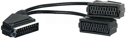 Cabo Scart multiplicador 21P 1xM/2xF negro 0.25 m