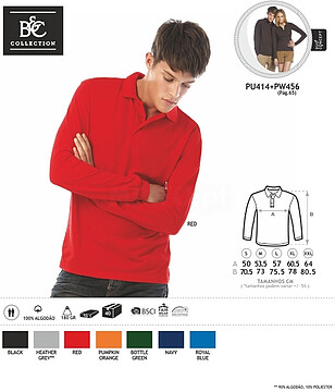 POLO B&C SAFRAN MANGA COMP. CORES : pag.60/16