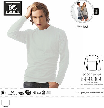 T-SHIRT B&C EXACT 150 M. COMPRIDA BRANCO : pag.30/16
