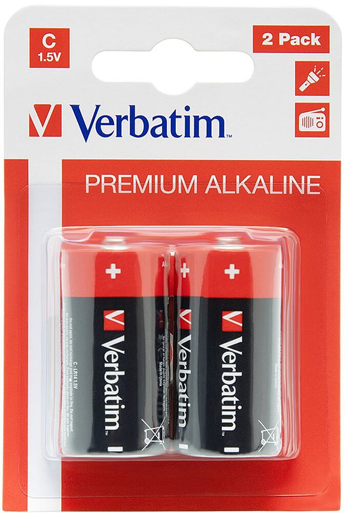 Pilhas LR14/ C Alcalinas 1.5V 7500mAh Verbatim 49922 2un Pilhas LR14/ C Alcalinas 1.5V 7500mAh Verbatim 49922 2un