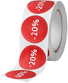 Etiquetas Promocionais Redondas -20% 400un Vermelho Etiqueta...