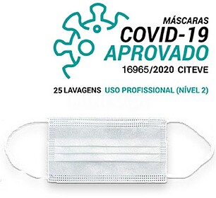 Máscara Reutilizável 25 Lavagens Adulto Branco Nivel 2 - 3...