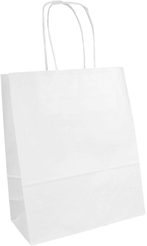 Saco Papel Branco 18+8x21,5cm c/Asa - 1un