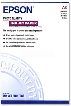 Pacote de Tinta Jato de Tinta Epson para Fotografia, com 100 Folhas de Papel Fotográfico A3 Especial para Jato de Tinta 102g/m² - Acabamento Mate - Branco