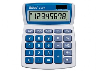 Calculadora de Escritório Ibico 208X - Teclas Grandes - LCD...