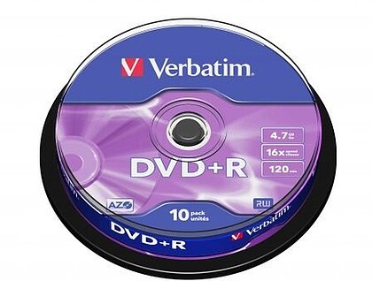 VER43498 : VERBATIM DVD+R 16X 4,7GB BOLACHA 10