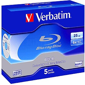 43715 : VERBATIM DVD BD-R SINGLE LAYER 25GB PACK 5 UN