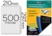 Fellowes Pack de 100 Folhas de Polipropileno A4 - 500 Micras - Acabamento de Qualidade - Cor Transparente
