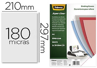 Fellowes Pack de 100 Folhas para Encadernação de PVC A4 18...