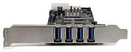 Tarjeta PCI Express 4 Puertos : USB 3.0 Fuente SATA Molex Uasp