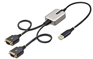 StarTech.com Cabo adaptador USB para série de 60 cm e 2 portas, parafusos/porcas DB9 intercambiáveis, retenção COM, USB-A para DB9 RS232, FTDI, proteção ESD nível 4, Windows/macOS/ChromeOS/Linux - Construção TPE robusta 2P1FFC-USB-SERIAL