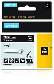 1805432 : DYMO RHINO Cinta ID1-24 Blanco/negro vinilo