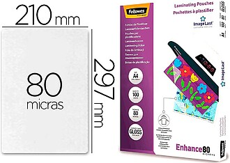 Fellowes Pack de 100 Sacos para Plastificar Brilho A4 - 80 M...